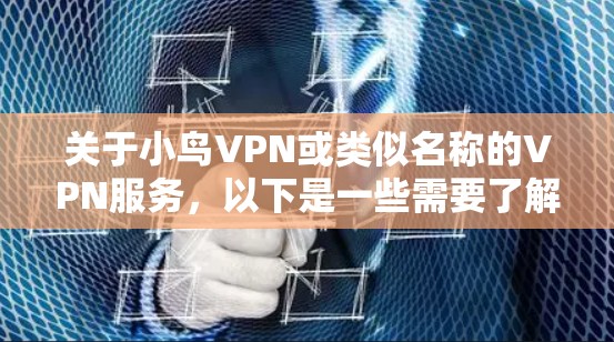 关于小鸟VPN或类似名称的VPN服务,以下是一些需要了解的重要信息和建议 关于小鸟VPN或类似名称的VPN服务,以下是一些需要了解的重要信息和建议